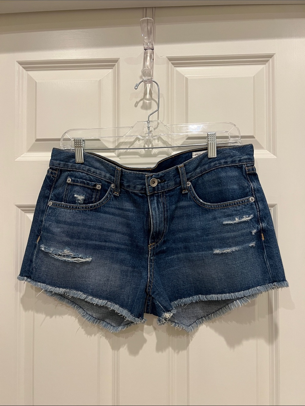 rag & bone Distressed Dark Blue Denim Cutoff Shorts